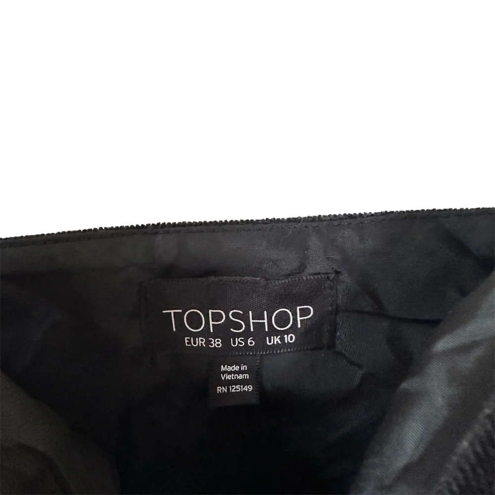 TOPSHOP Corduroy Zip Front Mini Jumper Black Dress in women’s us 6 - Picture 6 of 6